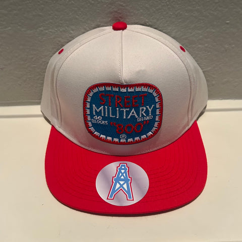 STREETMILITARYBRAND OILERS EDITION WHITE/RED SNAPBACKS