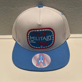 STREETMILITARYBRAND OILERS EDITION WHITE/BLUE SNAPBACKS