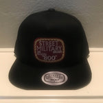 STREETMILITARYBRAND BLACK SNAPBACKS