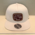 STREETMILITARYBRAND WHITE SNAPBACKS